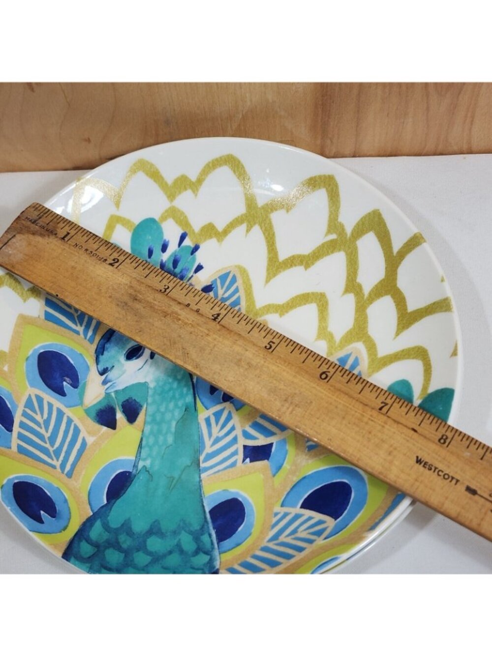 Stephanie Ryan Pavo Peacock Salad Plate 8" Ceramic Dinnerware 2014 - Picture 3 of 9
